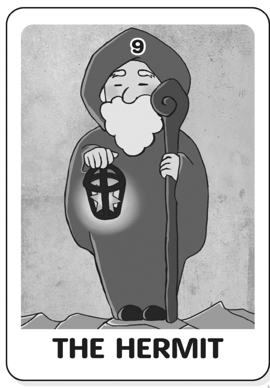 マキアートタロットの9番、隠者(THE HERMIT)
